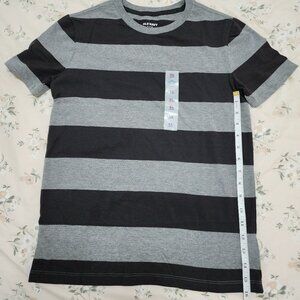 New Old Navy Boys' Black and Gray Striped Short Sleeve T-Shirt, XL (14-16)